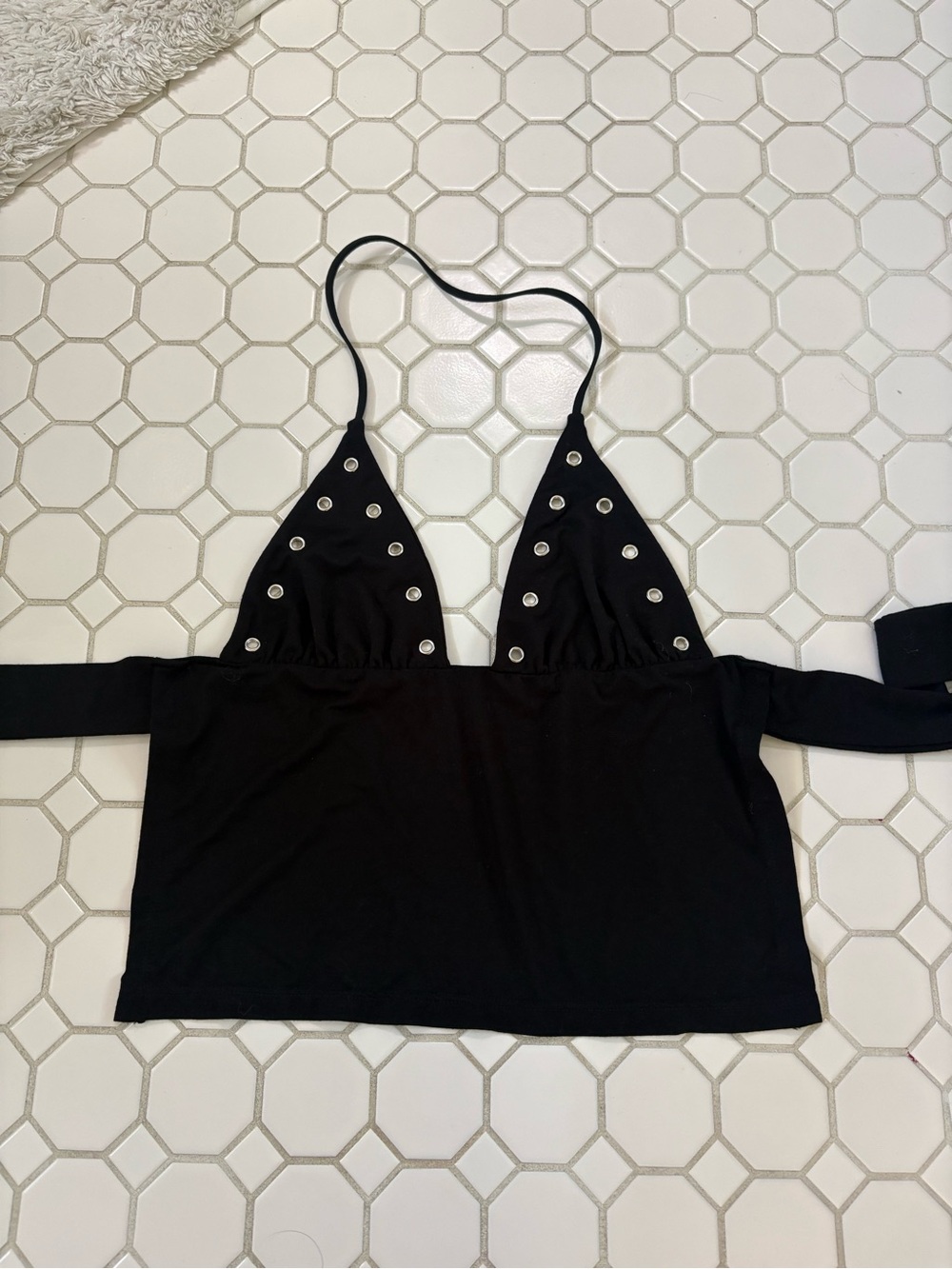 Black Grommet Halter Top